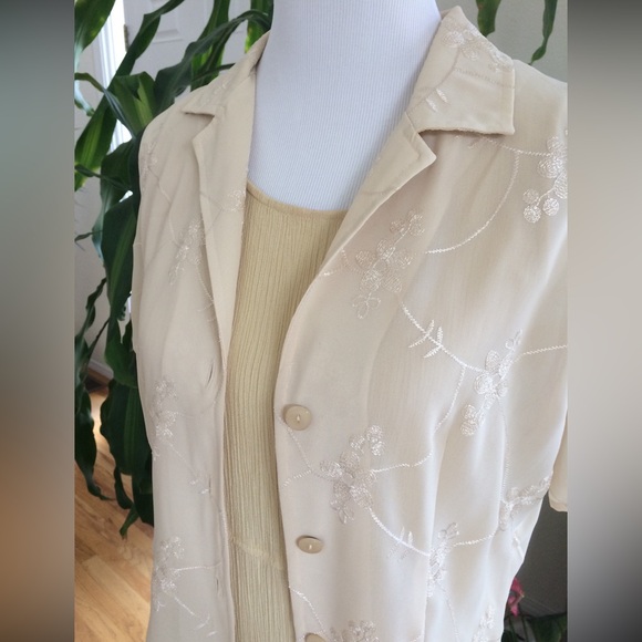 Vintage Pale Yellow Gauzy Maxi Dress & Sheer Embroidered Top Set M (8/10) - Picture 3 of 16
